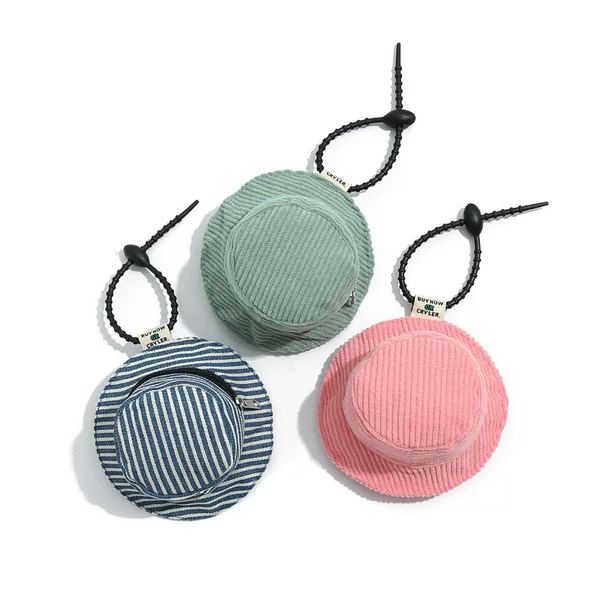 New Style Personalized Smiley Mini Fisherman Hat Cute Earphone Bag Coin Purse Niche Portable Creative Keychain Pendant