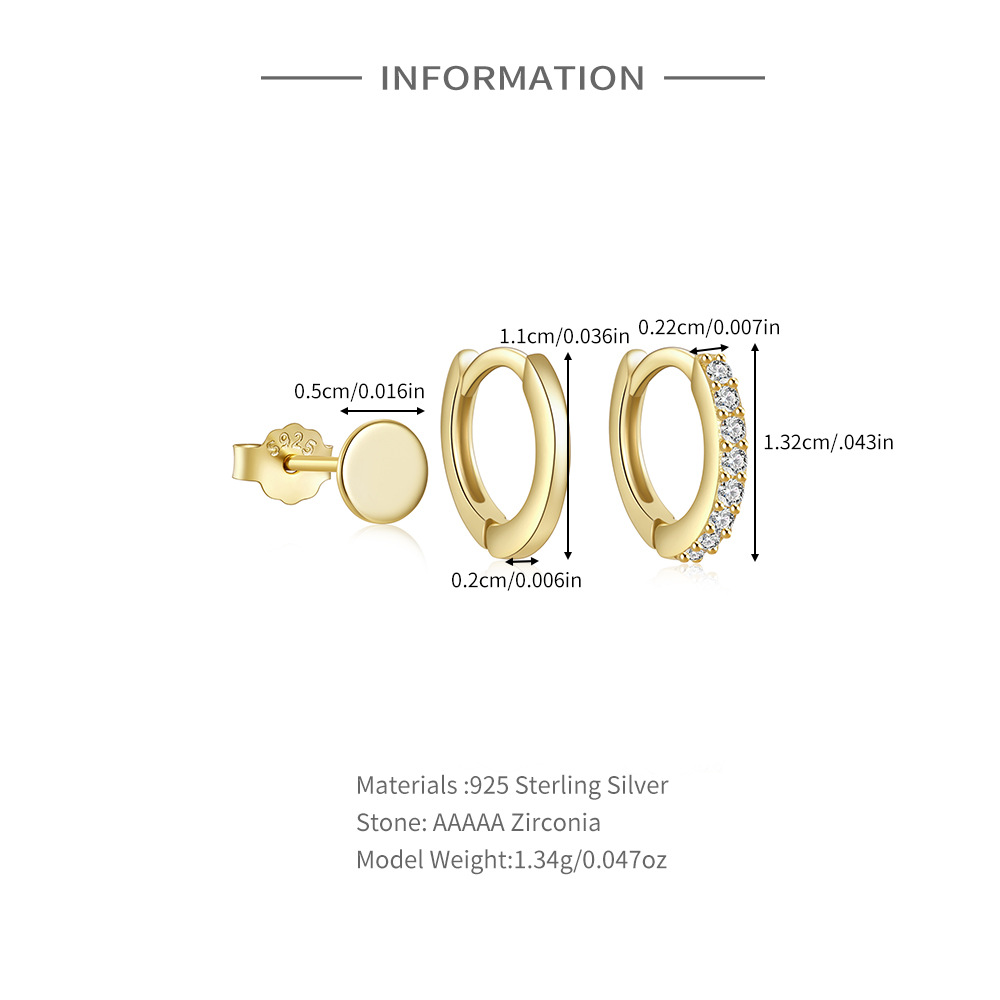 3g Weight Hoop Earrings, Ear Studs Classification 1 Set Quantity Daily Occasion 925 Sterling Silver Material Star, Butterfly Pattern Women's Gender Plating Design Simple Style Style 1 Set 925 Sterling Silver Star Butterfly Hoop Earrings Ear Studs 2