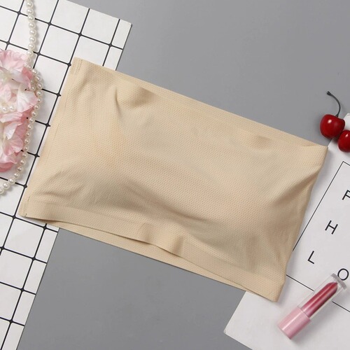 Summer anti-exposure, beautiful back tube top, ice silk seamless bra wrap, one-line apron with breast pad, non-slip one-piece underwear