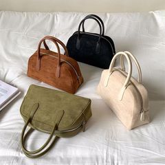 新商品の大衆デザインの韓国版のスエードの百合大容量の通勤の復古insボストンベットバッグのファッション