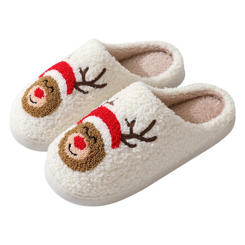 Comercio electrónico transfronterizo Santa Claus Coreano Otoño e Invierno hombres y mujeres pareja Zapatillas de algodón hogar interior lindo dibujos animados de suela gruesa