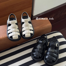 2025夏季新款儿童凉鞋欧美风女童罗马包头凉鞋男童软底沙滩鞋