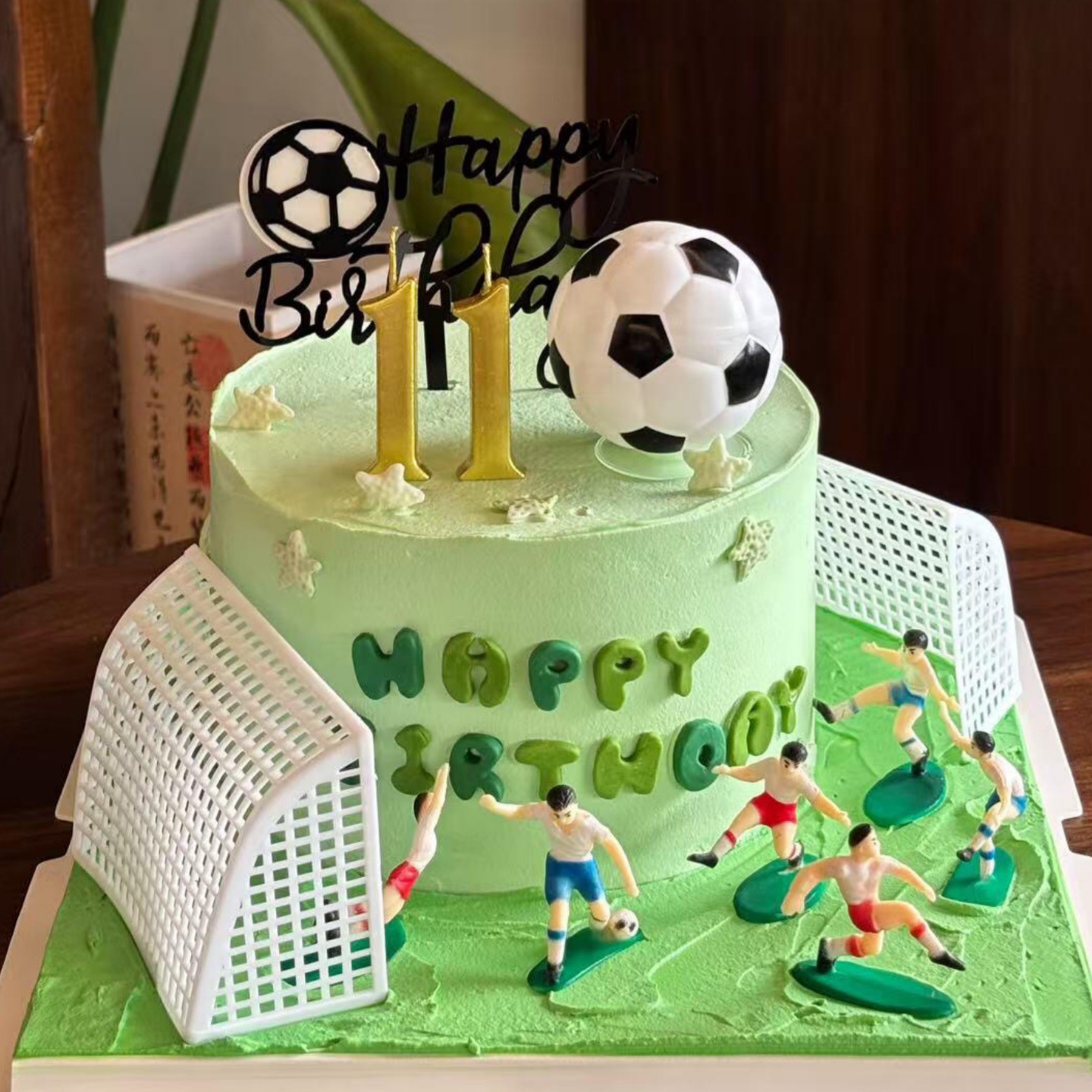 Equipo de fútbol infantil decoración de pastel de fútbol chico de fútbol marco de puertas para niños de cumpleaños panadería vestido accesorios