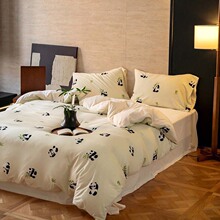 熊猫盼达A类针织印花四件套天竺棉新疆长绒棉柔软床用品新中式