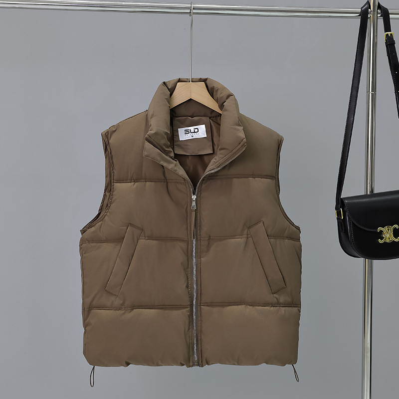 2024 otoño y invierno estilo coreano de collar grueso chaleco de algodón de plumón ropa de pan de moda casual suelta abrigo de hombro a prueba de viento image 3