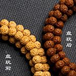 天然蛤蟆背金蟾纹小金刚菩提108颗手串五瓣文玩佛珠菩提子念珠