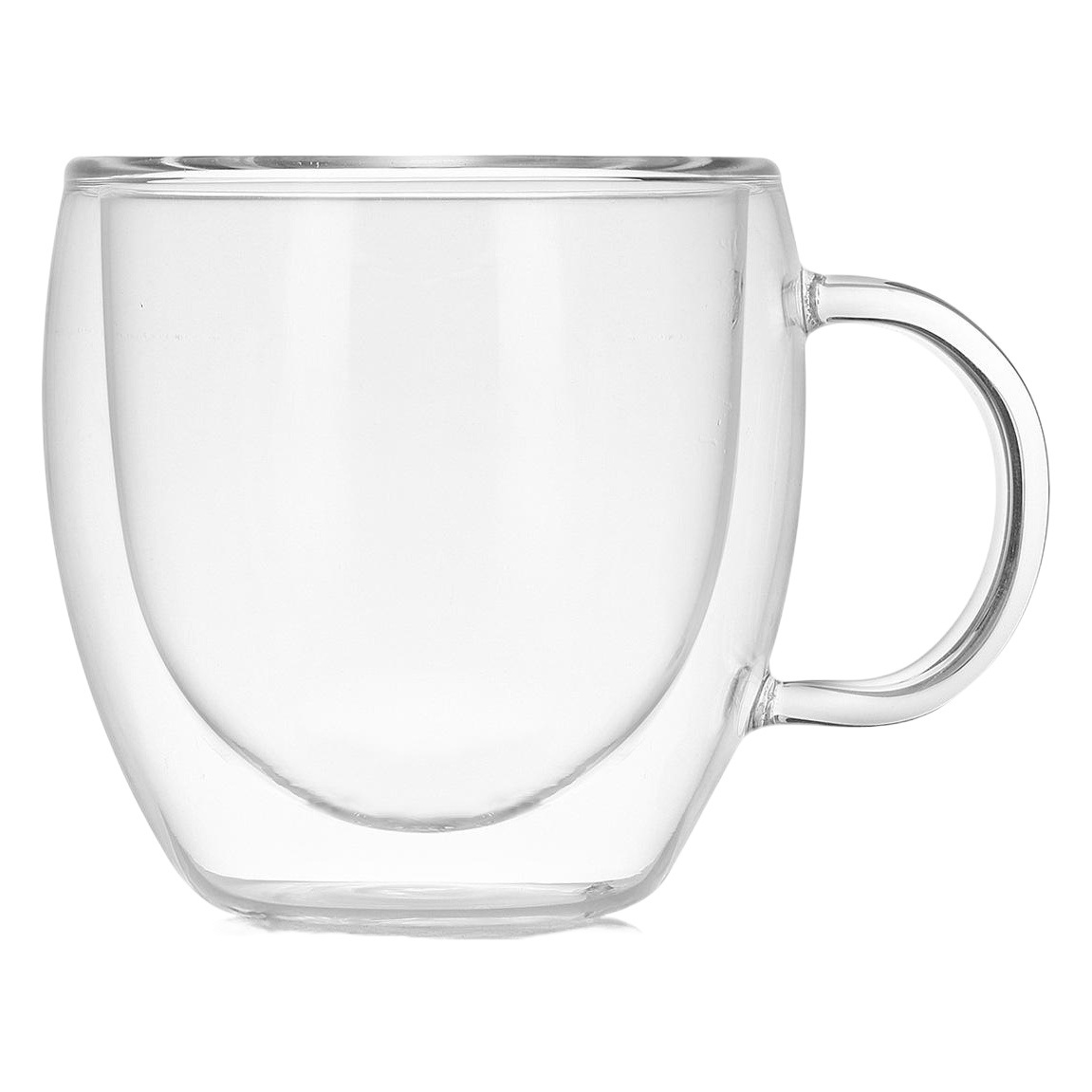 Taza de agua transparente de borosilicato con logo creativo Taza de café transfronteriza con mango de vidrio de doble capa resistente al calor