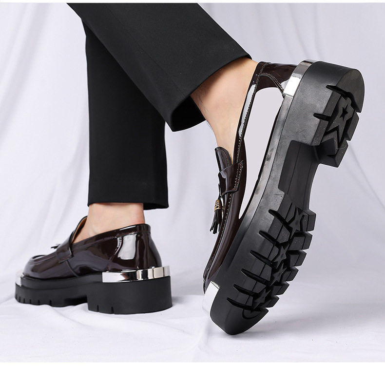 Giày lười nam da PU cổ thấp mũi vuông, giày da nam phong cách casual, form rộng — màu nâu, đen chi tiết 15