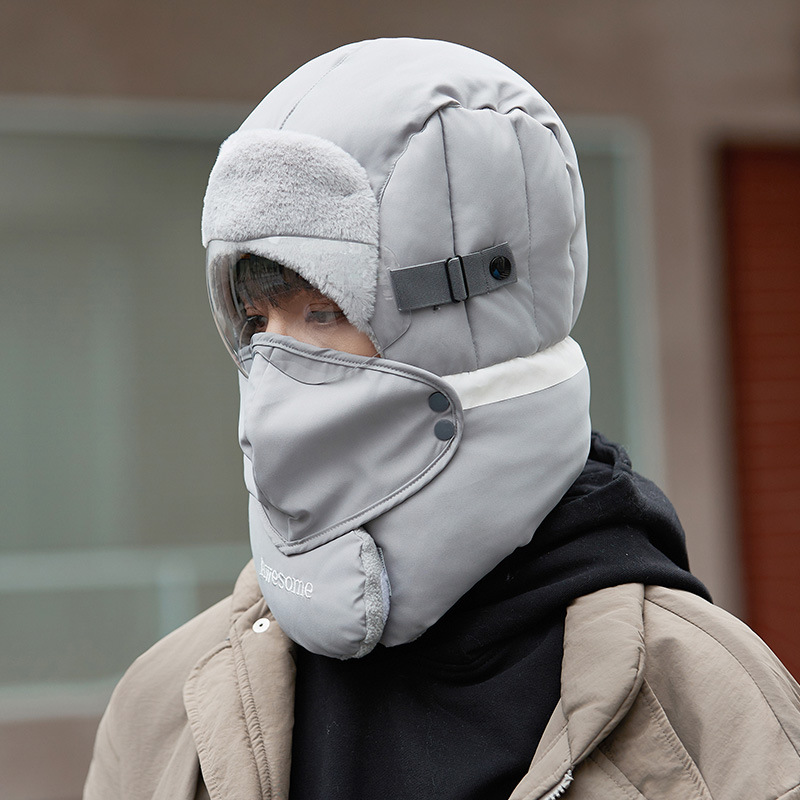 Trapper Hats Hat male winter cotton riding electric bike with wool thickened windproof ear protection hat warm Lei Feng hat female_voghion.com