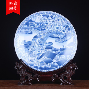 Jingdezhen ceramic hanging plate Qingming River map gift plate commemorative plate ceramic crafts factory wholesale