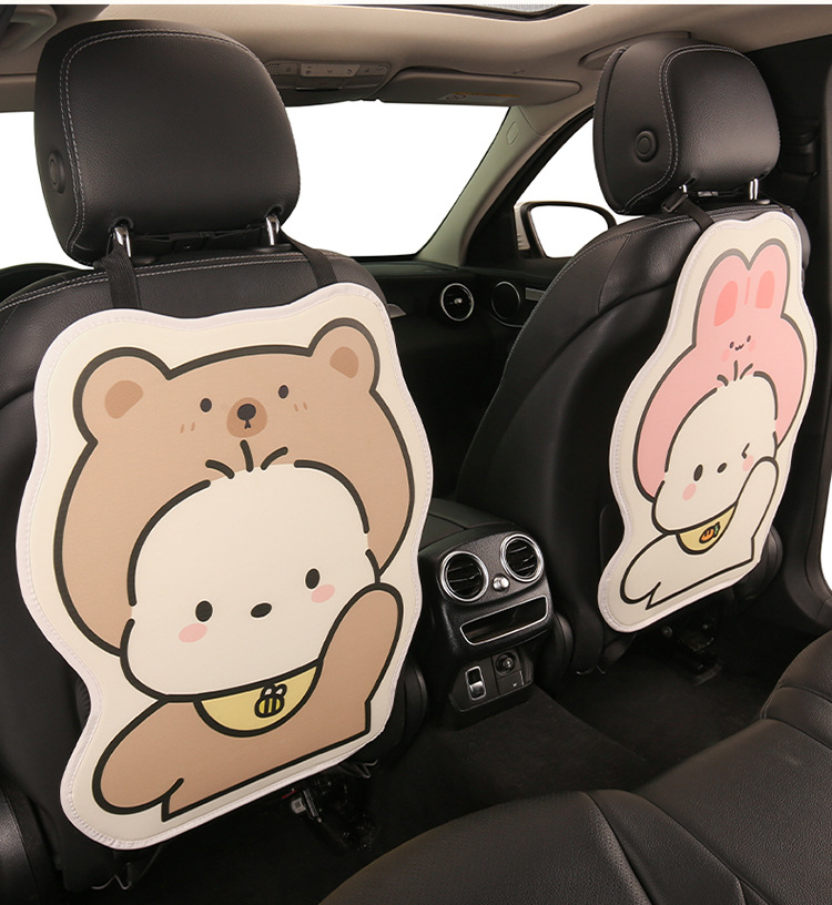 Hat-Shaped Pochacco Anti-Kick Pad, Long Style, Cute for Ladies and Children, Cartoon Car Seat Back Anti-Kick Pad, Anti-Dirty Pad for Car Use