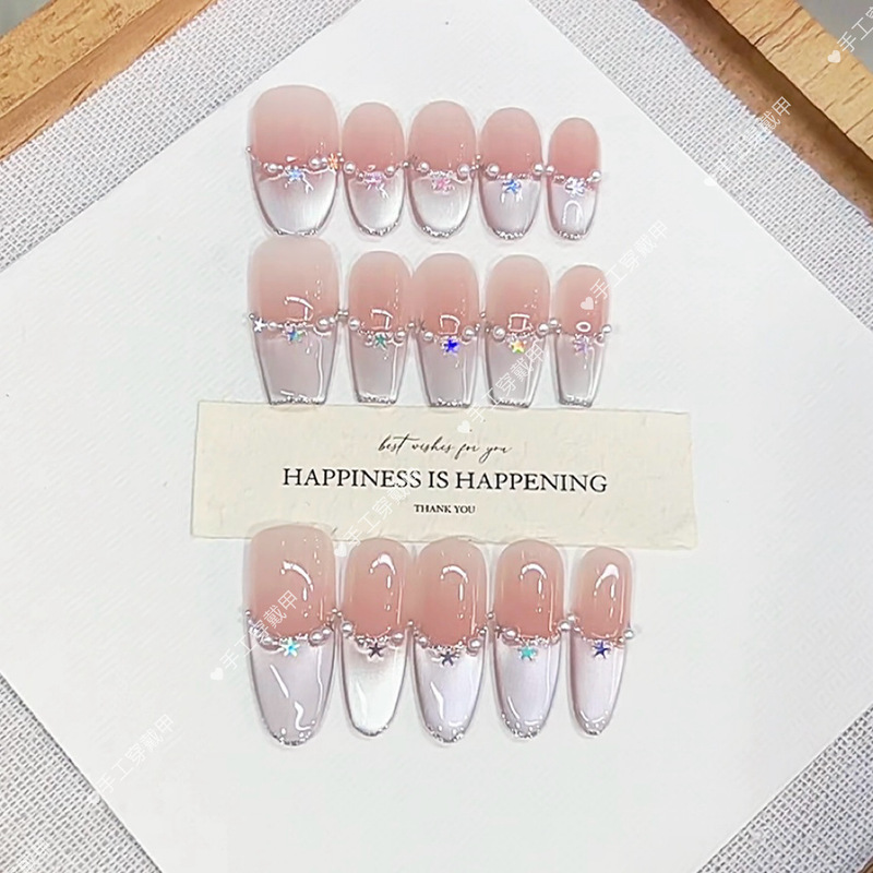 Daiyueda Pure Handmade Phototherapy Wearable Nail Ice Star Wholesale Finished Product Removable and Reusable Nail Patch