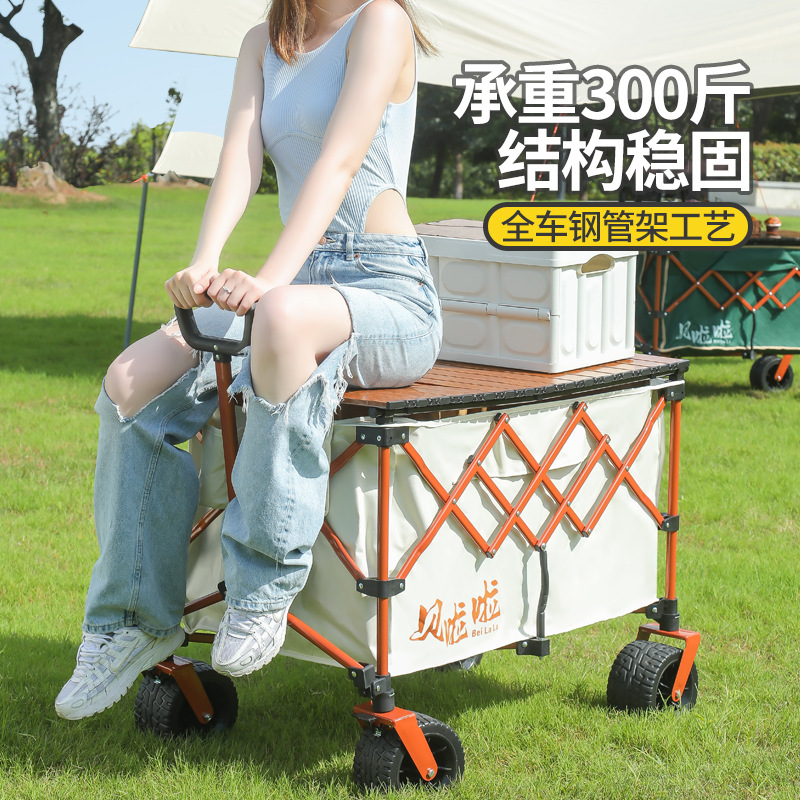 Gathering camping cart, campsite cart, outdoor camping trolley, stall cart, fishing handcart, express delivery cart