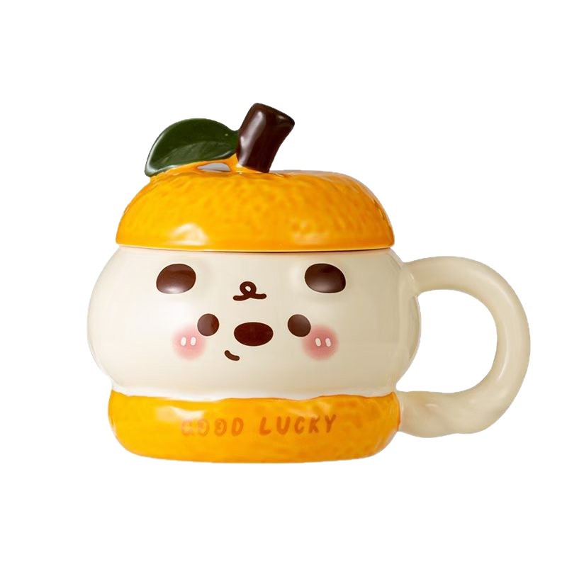 Creativo lindo dibujo animado animal de cerámica gigante taza de cerámica con tapa personalidad relieve taza de agua bebida taza de regalo