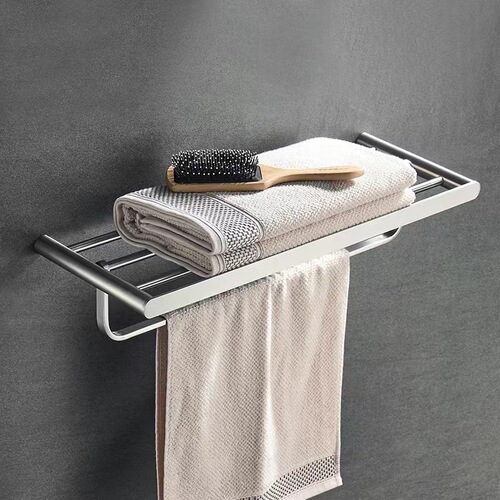 Cross-border 304 stainless steel brushed towel bar bathroom bath towel rack bathroom storage rack hardware hooks set