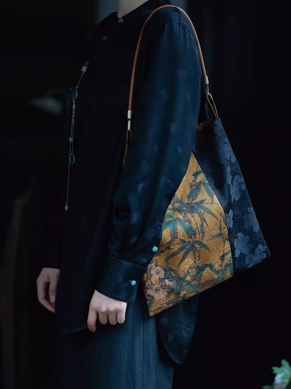 漢服香雲紗新中国式茶服古着百合文芸大号シングル肩脇下手提げ収納布バッグ袋|undefined