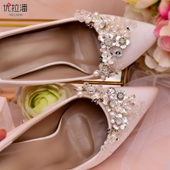 Ulapan foreign trade metal alloy shoe buckle shoe accessories freely removable pearl shoe flower bridal shoe clip HX22