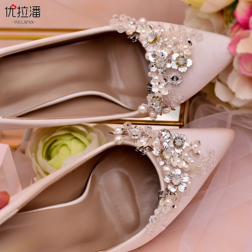 Ulapan foreign trade metal alloy shoe buckle shoe accessories freely removable pearl shoe flower bridal shoe clip HX22
