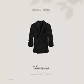 Ameiying- “锋利美人”经典收腰绑带前压褶收口袖西服YZ6CA00