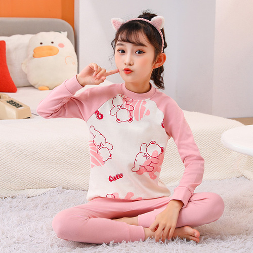 Children's pure cotton autumn clothes set, including boys' and girls' warm innerwear and sleepwear, for middle and small children as base layer cotton and wool sweaters.