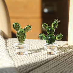 Creative glass cactus minimalist desktop decoration home desk accessory living room dining table decoration ornament