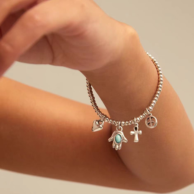 Spanish tide brand UNOde50 turquoise crystal peace symbol love good luck bracelet ins niche design