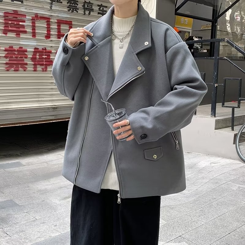 Chaqueta de traje grueso de moda para hombres, traje de marca de moda, abrigo de lana corto, otoño e invierno, ropa de hombre de calle frita de alta gama
