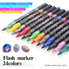 新しいダブルヘッド2色フラッシュペンセット子供diy手书き絵絵の具専用セット蛍光絵筆