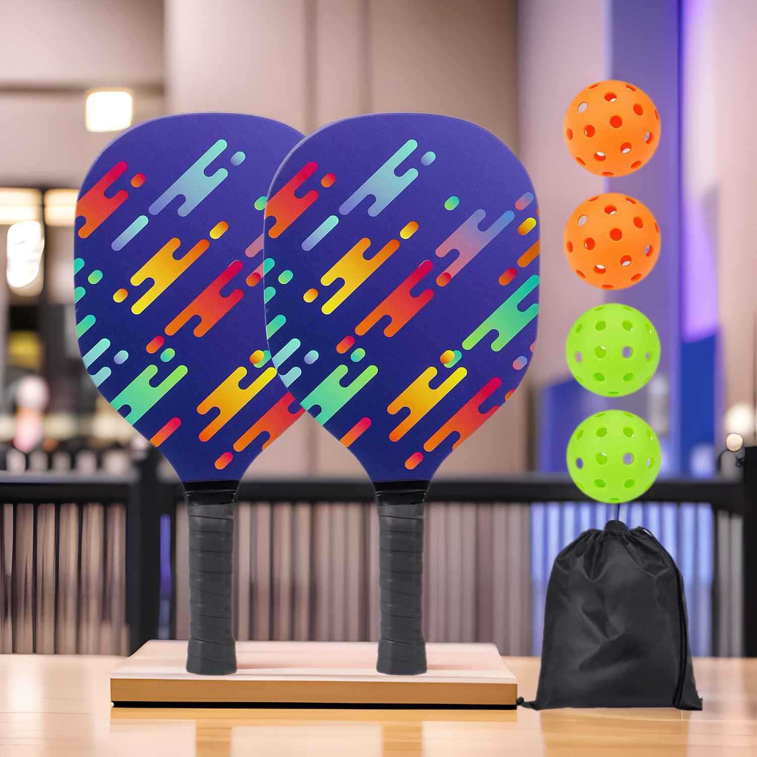 Poplar Uv Printed Pickleball Racket Set Beach Racket Storage Bag Packaging Amazon Cross-Border Popular Factory