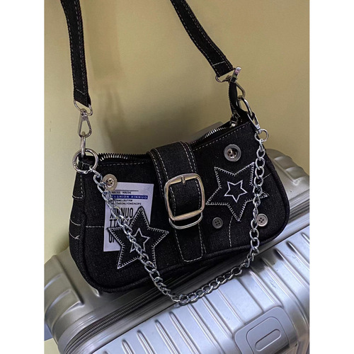 High-end retro denim chain armpit bag y2k millennium hottie small bag women  new versatile crossbody bag