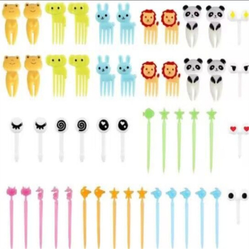 Japón hogar dibujos animados horquilla de fruta creativa para niños animales lindos horquilla de fruta de plástico set Bento stick