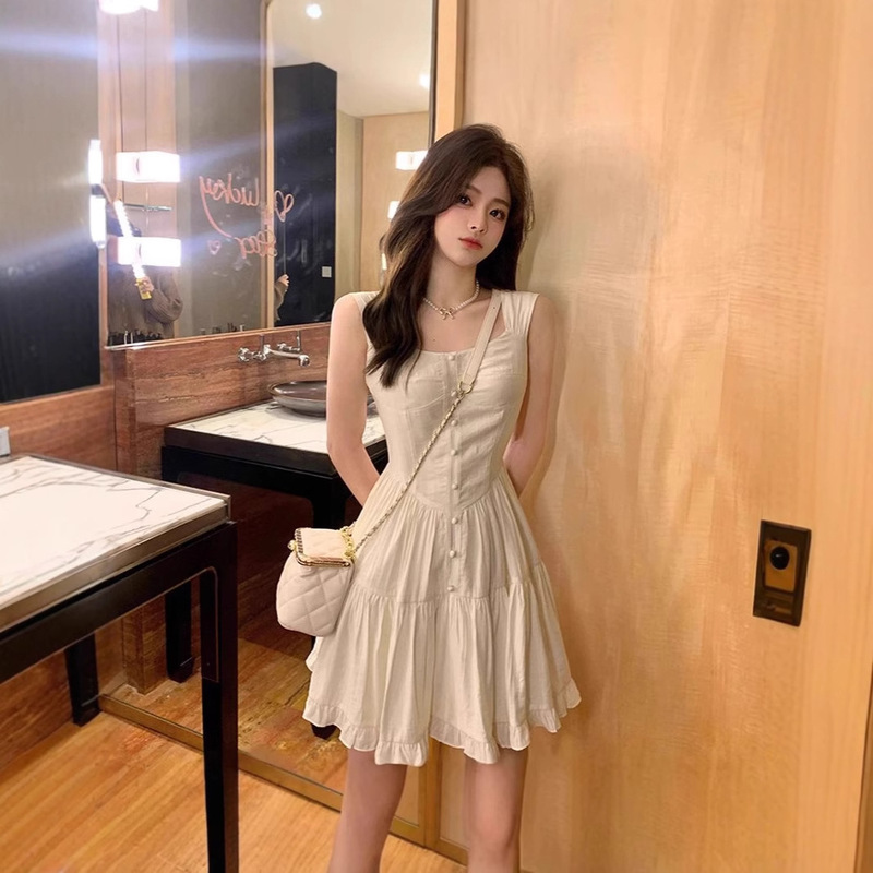 Sling dress Women's Summer Unique and Beautiful New Style Small Slim-fit Slimming Gentle Style First Love White Skirt Sling dress Women's Summer Unique and Beautiful New Style Small Slim-fit Slimming Gentle Style First Love White Skirt