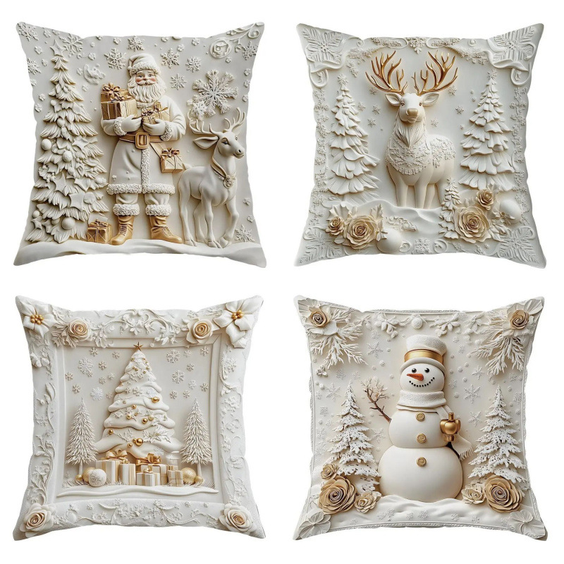 Navidad encontrada explosión abrazo funda de almohada festivales conejo alce decoración sofá atmósfera sensación de lino funda de cojín al por mayor image 16