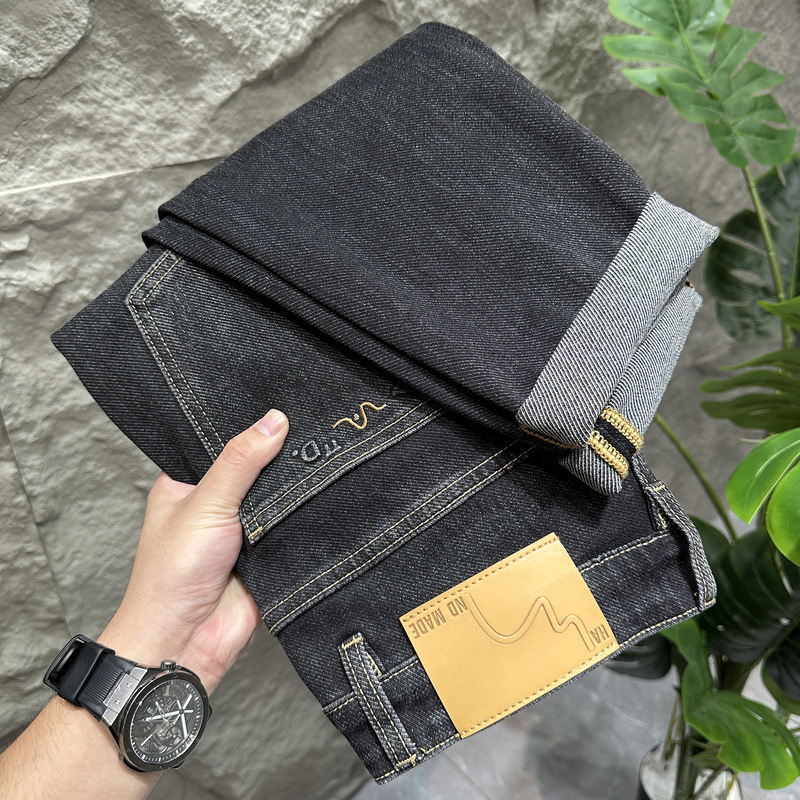 Black and Gray Men's Jeans 2026 Autumn and Winter Trendy Tapered Slim-Fit Harem Pants with Stretch and Thick Fabric