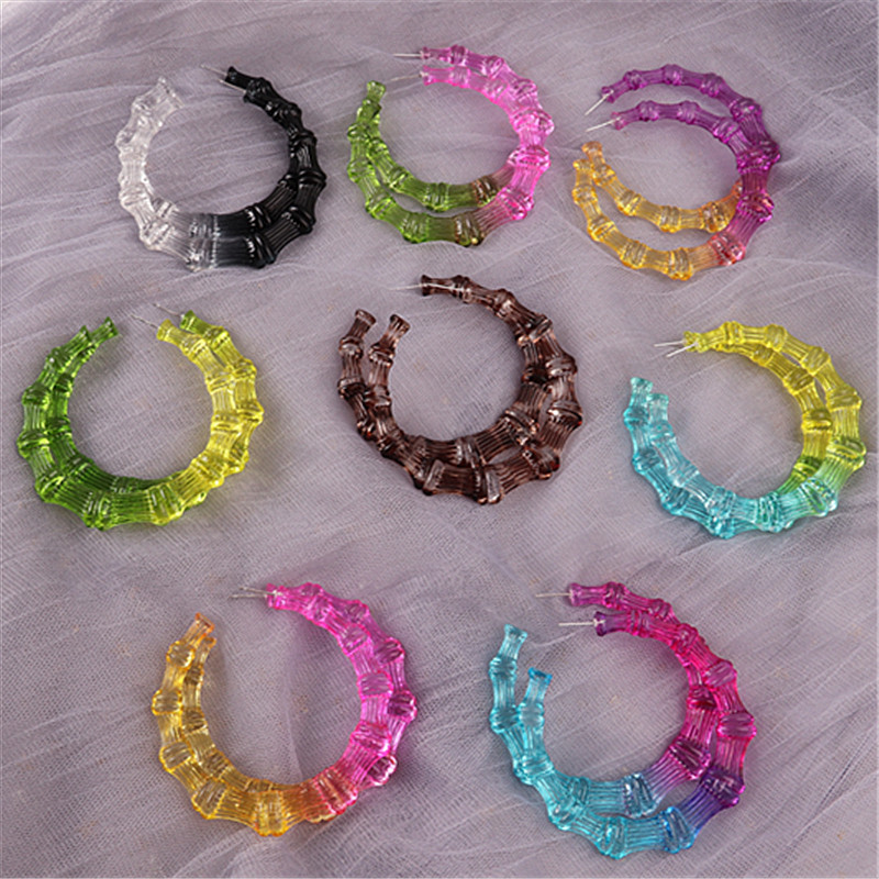 1 Pair Fashion Colorful Transparent Arylic Womenu0027S Hoop Earrings