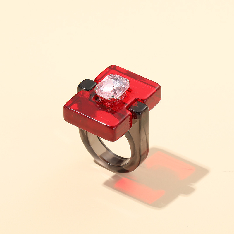 8g Weight Gem Inlay Material Simple Style IG Style Rectangle Arylic Inlay Gem Women's Rings