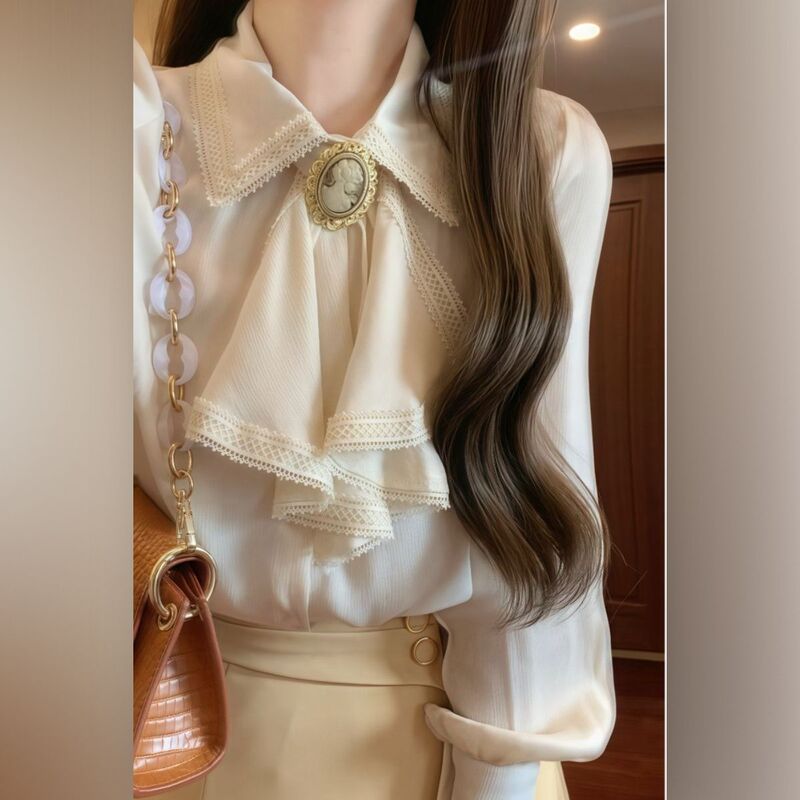 春季新款设计感蝴蝶结长袖衬衫+高腰显瘦半身裙时尚两件套装裙子|undefined