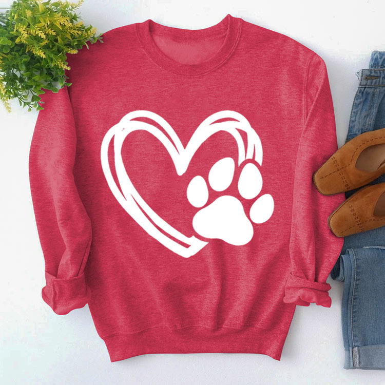 Amazon estación independiente en stock jersey de cuello redondo simple superior manga larga impresa suéter suelto transfronterizo Comercio exterior al por mayor