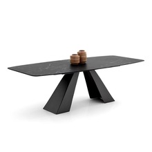 意大利进口3MM岩板餐桌组合北欧家用设计师极简工业风岛台6人饭桌