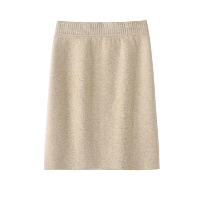 Осенняя и зимняя новая шерстяная юбка женская трикотажная наружная однотонная короткая юбка дикая тонкая нижняя шерстяная юбка
