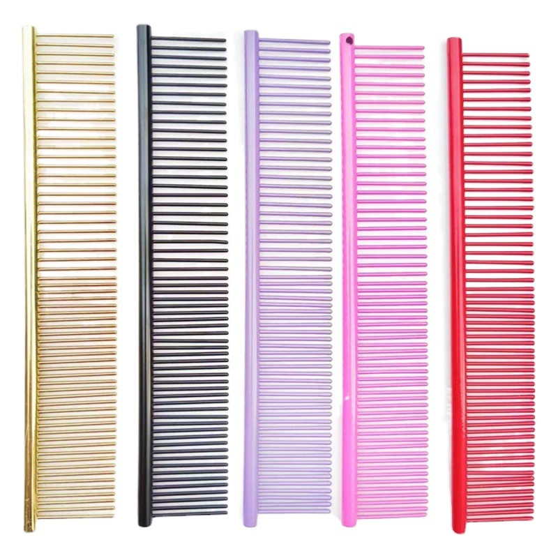 Заводская поставка небольшого размера цветная прямая расческа из нержавеющей стали Расческа для домашних животных с открытым узлом расческа Тедди с открытым узлом прямая Расческа для домашних животных