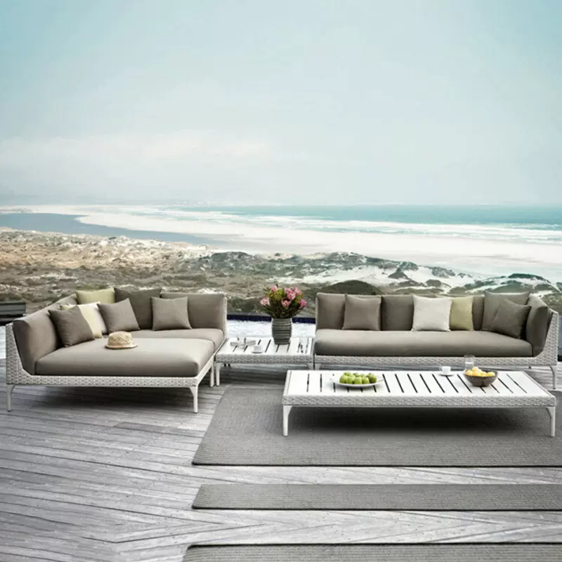 戶外藤椅沙发藤艺休闲阳台仿藤沙发贵妃组合藤编三人户外沙发家具