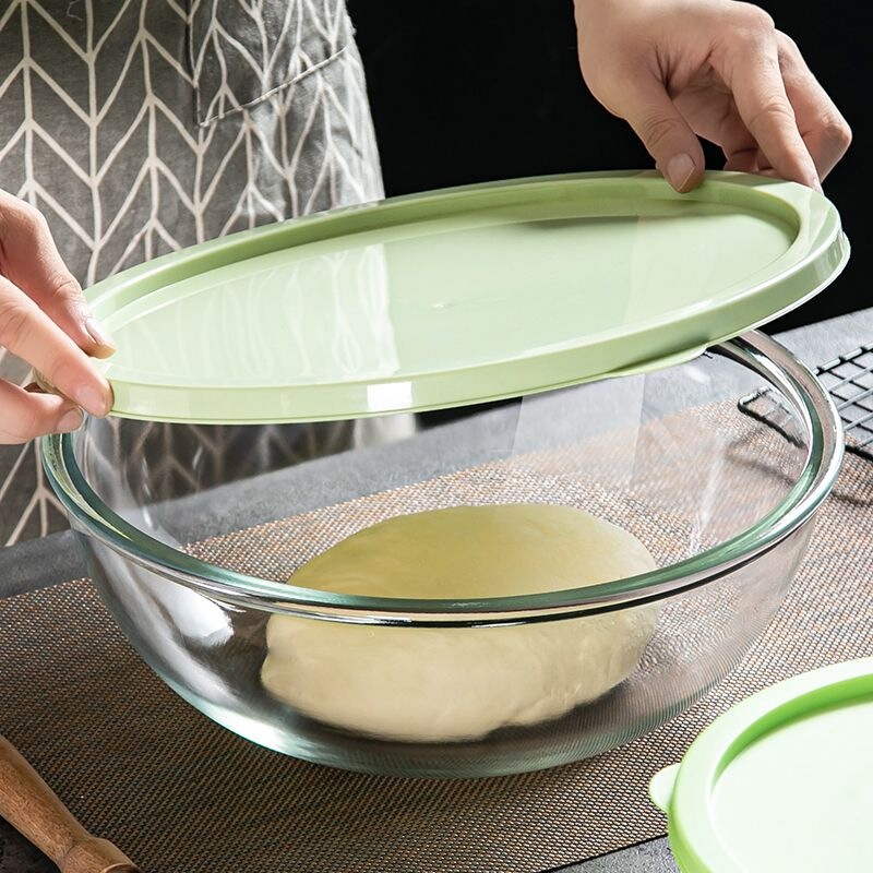 Tempered glass, heat-resistant, non-stick, thickened, large-capacity mixing bowl, baking bowl, salad bowl, glass container