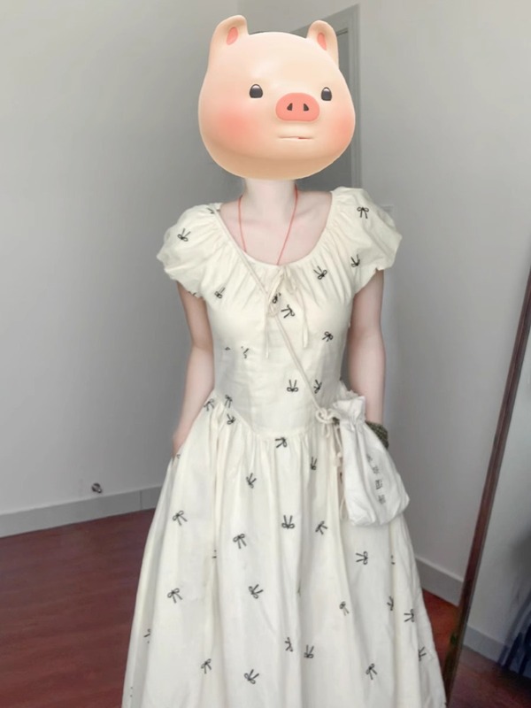 女性のためのフレンチフローラルパフスリーブドレス2025年夏の新しいニッチハイエンドの美しいロングスカート|undefined