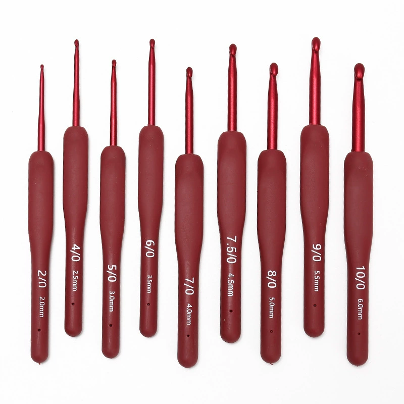 Новый кирпичный красный оксид алюминия крючком мульти размер DIY вязание крючком TPR мягкая ручная ручка