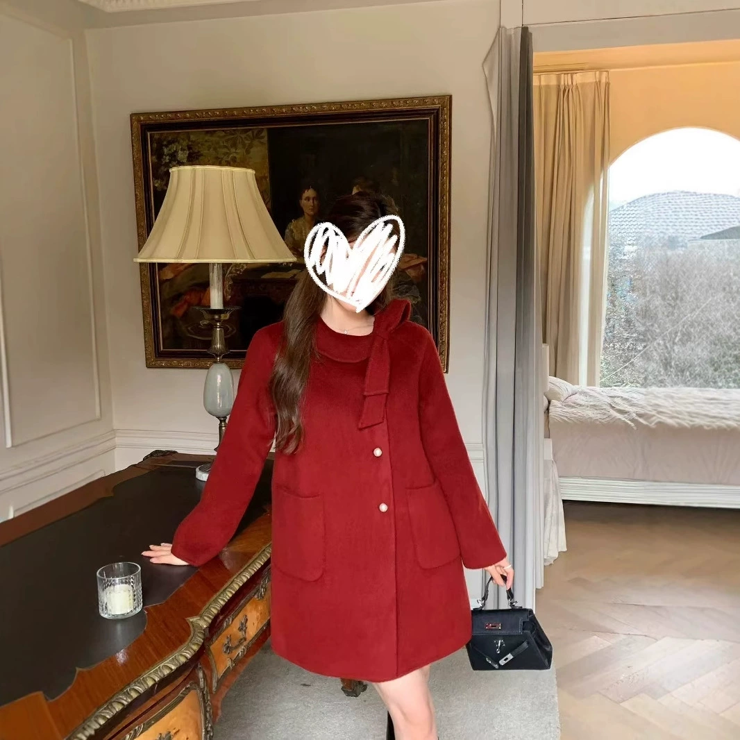 2024 новый двухсторонний шерстяной пальто женский осенний и зимний богатый дом