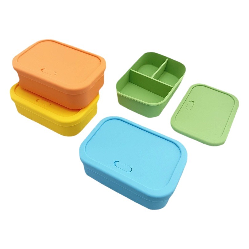 Lonchera de silicona de venta caliente transfronteriza, lonchera para estudiantes, lonchera portátil para trabajadores de oficina, compartimento cuadrado antiolor