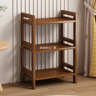 Storage Rack Wooden Bamboo Storage Rack Floor-Standing Multi-Layer Simple Miscellaneous Shelf Hot Pot Restaurant Food Shelf Household Living Room Bookshelf