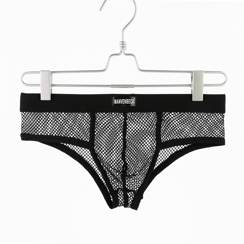 Cross-border source men's underwear translucent mesh briefs low waist sexy foreign trade breathable fishing net men's underwear