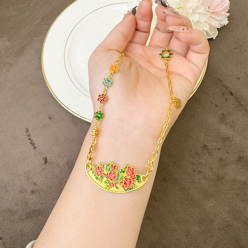 Nuevo collar de oro de arena vietnamita ligero de lujo camellia cadena de estilo de palacio mujer temperamento no se desvanece joyas